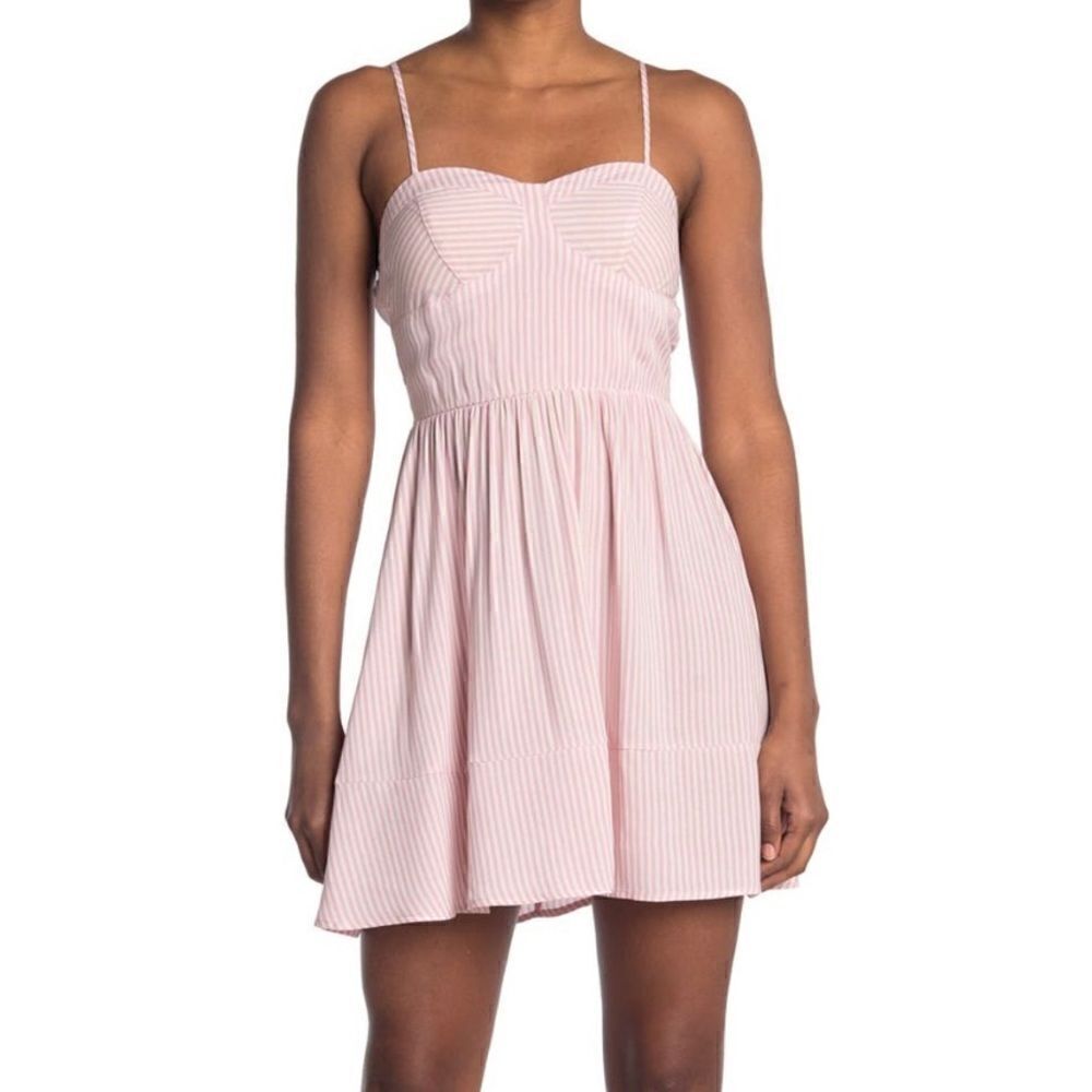 NWT 💗 Pink Striped Material Girl Ruffle Hem Dress